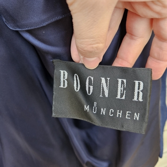 Bogner navy boiled wool button front cocoon coat SEE MEASUREMENTS - Picture 6 of 7